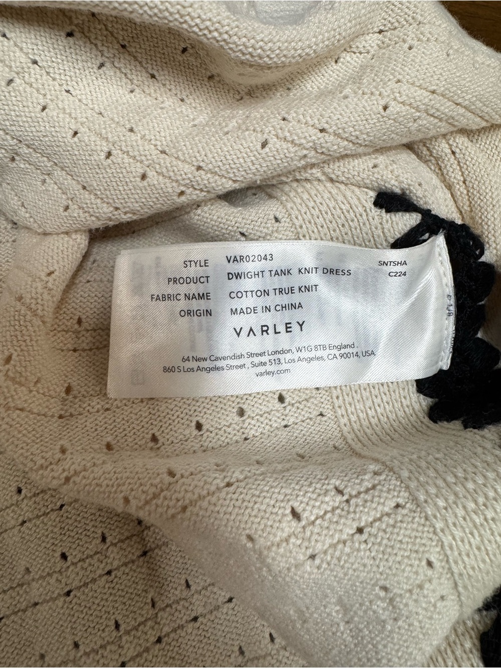 Varley Dwight Tank Knit Dress Cream/Black Size Medium - Picture 12 of 15